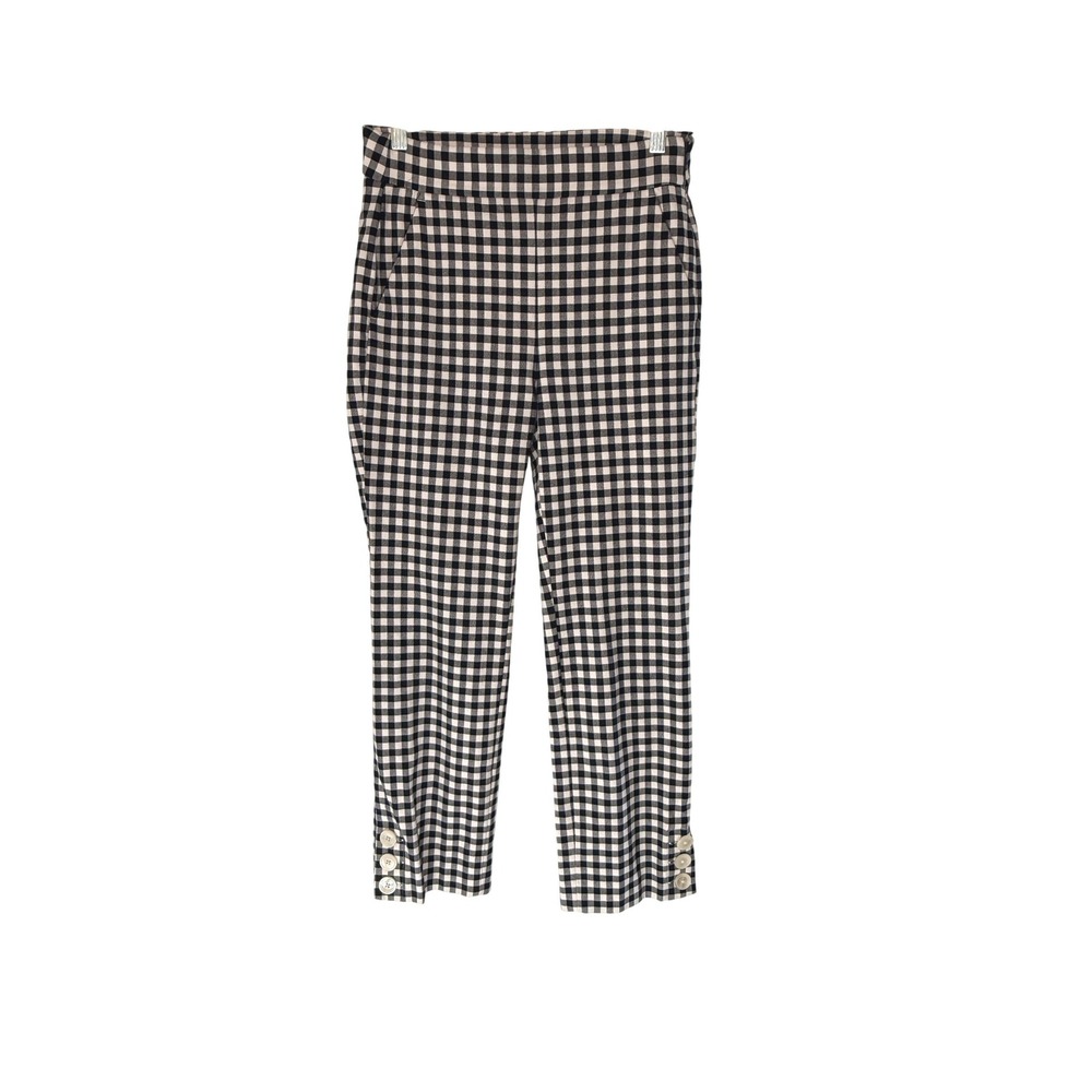 J.Crew Ankle Pants Women's Navy White Gingham Plaid Office Work Career Size 2